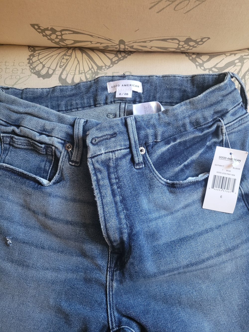Good American Faded Blue High-Rise Skinny Jeans Good Legs Size 6
